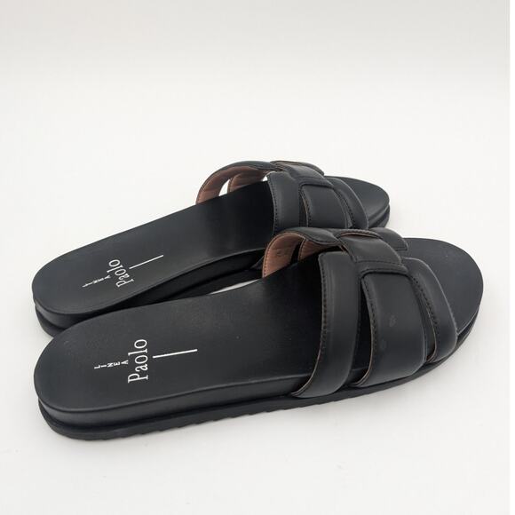 Linea Paolo Rosalie Open Toe Flat Sandals Women's Leather Black Size US7M EU38 - Picture 3 of 10